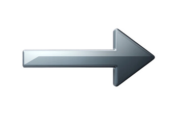 Poster - Metallic Silver Arrow Pointing Right on a Transparent Background Glossy and Reflective