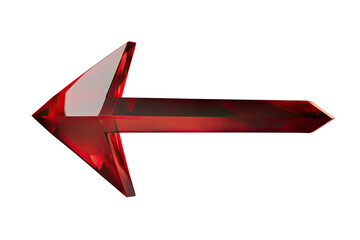 Poster - Red Arrow Pointing Left on a Transparent Background Digital Rendering