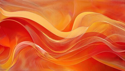 Poster - abstract orange and yellow wavy lines with soft gradient background suitable for design, graphic, or modern art projects
