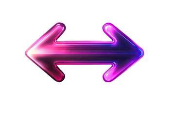 Poster - Glowing Double Arrow Directional Icon with Neon Purple and Pink Lights on Transparent Background
