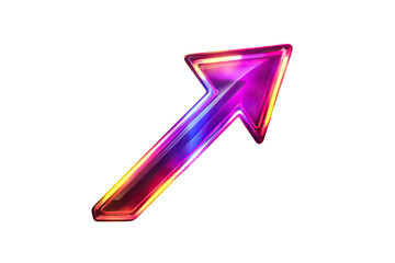 Poster - Glowing Neon Arrow Pointing Upward in Vibrant Purple and Pink Hues
