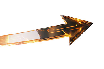 Poster - Illuminated Golden Arrow Symbol Directing Right on Transparent Background