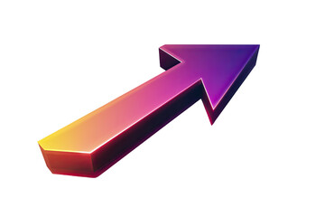 Poster - Isometric Arrow Pointing Upward with Gradient Hues on Transparent Background