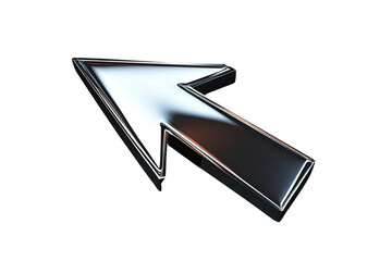 Poster - Metallic Arrow Cursor Pointing Right on Transparent Background Glossy Chrome