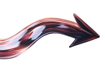 Poster - Metallic Flowing Arrow Shape Indicates Direction on Transparent Background
