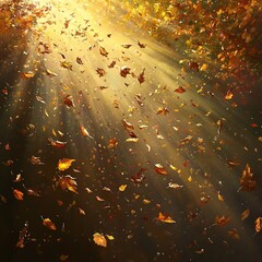 Leinwandbilder - A seamless vector background featuring vibrant autumn leaves in warm hues of orange, red, and yellow, creating a cozy seasonal atmosphere.

