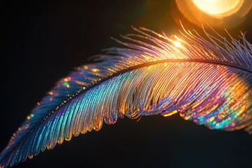 Poster - A single feather on a dark and simple background, great for use in design or as a symbol