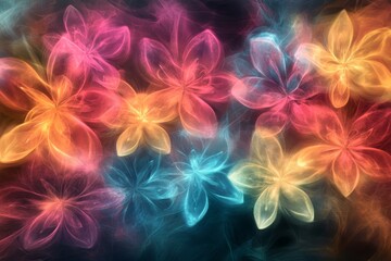 Aufkleber - Vibrant Colorful Floral Abstract Design with Soft Glow Effects