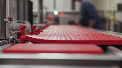 Poster - Advanced food-grade conveyor belt cleaning system with non-toxic sanitizing solution and efficient drying.