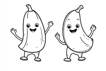 Fototapete - Little banana with tiny arms, waving cheerfully.