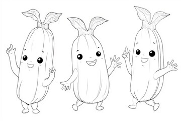 Fototapete - Little banana with tiny arms, waving cheerfully.