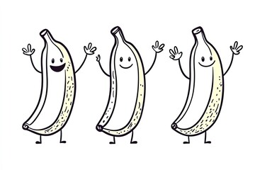Fototapete - Little banana with tiny arms, waving cheerfully.