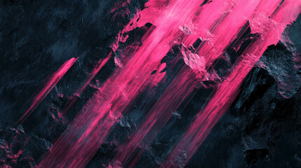 Poster - Abstract pink rays on dark background - dynamic energy and motion