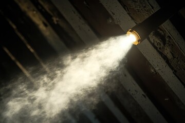 Poster - A fire hydrant releasing water on a city street, ready for firefighting or maintenance