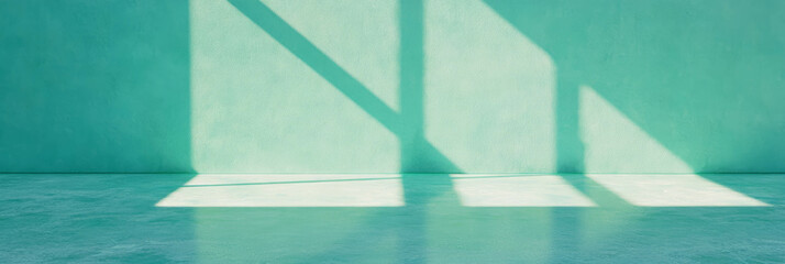 Poster - Aquamarine and white wall texture with sunlit shadows for interior design and decoration