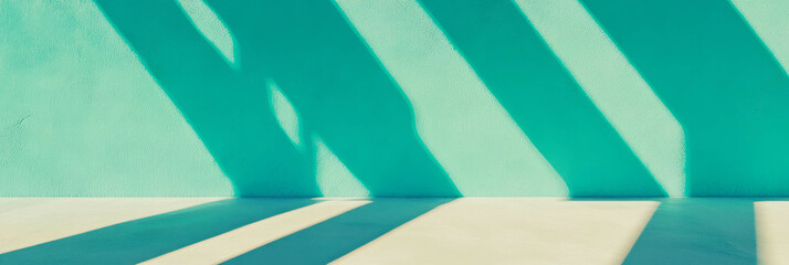 Poster - Modern aquamarine and white wall texture with dynamic shadows