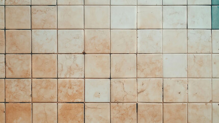 Poster - Beige subway tile texture with dark brown grout for interior design and architecture projects
