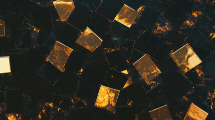 Poster - Luxurious black and gold tiled texture for elegant interior design concepts