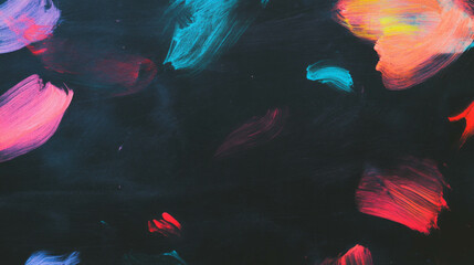 Poster - Colorful chalk strokes on black chalkboard canvas for creative background designs