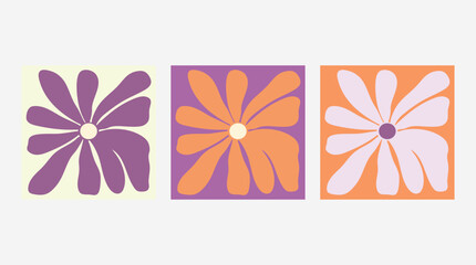 floral banner with abstract flowers flat vector illustration