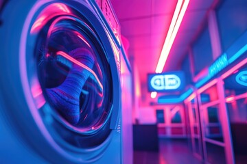 Aufkleber - Close-up shot of a washing machine in a room, possibly for repair or maintenance purposes