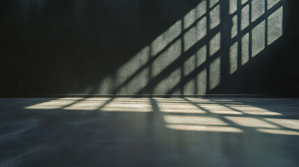 Poster - Minimalist black wall with textured surface and soft sunlight shadows