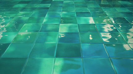 Poster - Vibrant blue and green tile texture with varied shades for design and decoration