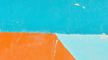 Poster - Retro blue and orange painted wall texture for creative background design