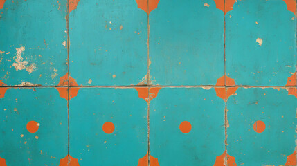 Poster - Vintage blue and orange painted wall texture for retro design