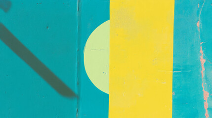 Poster - Retro painted wall texture with blue and yellow abstract design