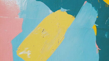 Poster - Vibrant retro painted wall texture in blue and yellow for artistic backgrounds