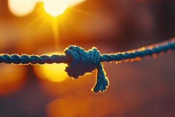 Poster - A rope with a knot, set against a warm sunset background