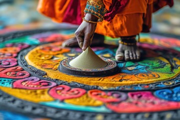 Aufkleber - A person standing on top of a colorful circle, suitable for use in illustrations, designs, and more