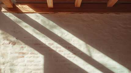 Poster - Rustic brick wall with white stucco and wooden beams
