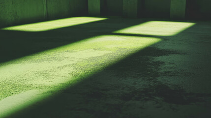 Fototapete - Bright green moss texture on smooth concrete surface with shadow play
