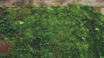 Aufkleber - Vibrant green moss covering light wooden surface for natural decor and designs