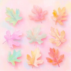 Aufkleber - A seamless vector background featuring vibrant autumn leaves in warm hues of orange, red, and yellow, creating a cozy seasonal atmosphere.

