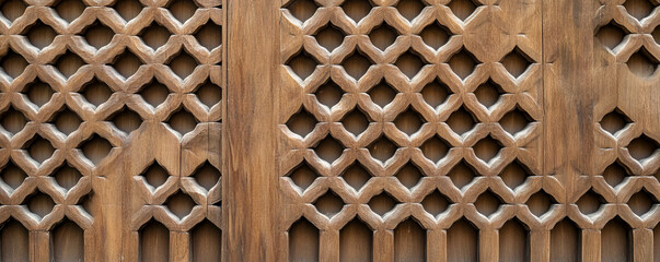 Aufkleber - Intricate carved wooden lattice pattern for decorative design and architectural inspiration