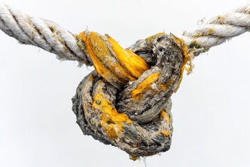 Aufkleber - A rope with a knot on a white background, great for illustrating themes of binding, connection, or constraint