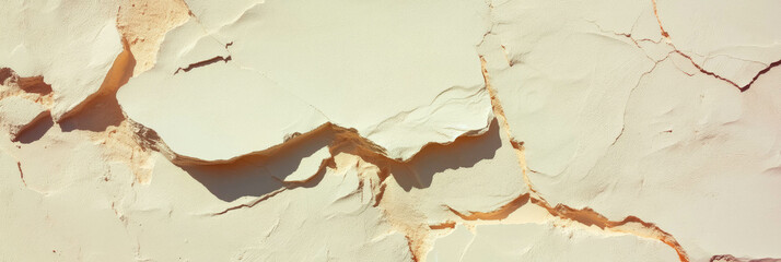 Poster - Detailed texture of beige plaster with deep grooves for architectural design