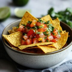 Poster - A bowl filled with crunchy tortilla chips and savory salsa