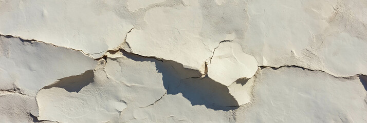 Poster - Detailed texture of cracked coarse dark plaster surface for design