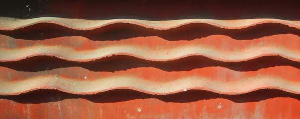 Poster - Abstract texture of coarse horizontal ribs on vibrant brick surface