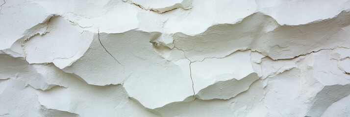 Poster - Textured white plaster wall with deep grooves for creative design backgrounds