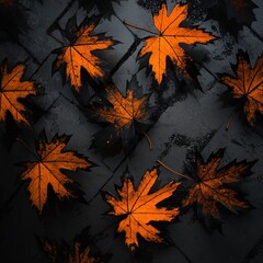 Poster - A seamless vector background featuring vibrant autumn leaves in warm hues of orange, red, and yellow, creating a cozy seasonal atmosphere.

