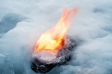 Poster - A rock with flames or sparks on top