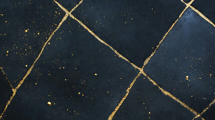 Poster - Dark concrete texture with gold wire mesh pattern for design enhancement
