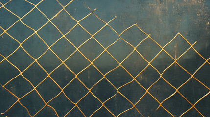 Poster - Elegant concrete texture with dark gold wire mesh grid pattern for modern design