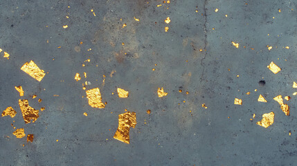 Poster - Elegant concrete texture with embedded gold tiles for artistic design