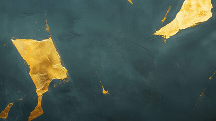 Poster - Abstract concrete texture with gold painted geometric shapes for modern design